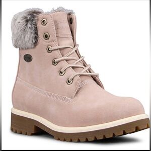 WORN ONCE! LIKE NEW! LUGZ CONVOY DUSTY ROSE FAUX FUR ANKLE BOOTS Size 7